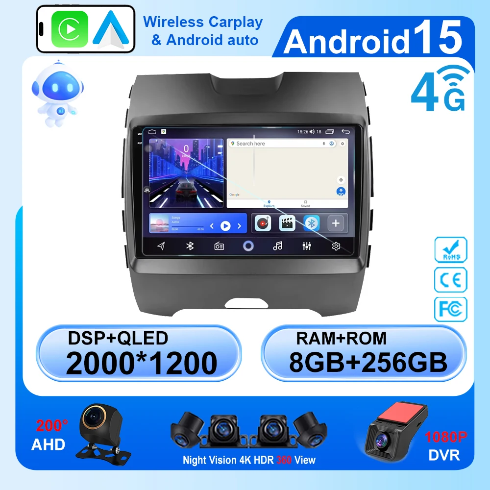 

Android 15 For Ford Edge 2 2015 2016 2017 2018 Multimedia Player TV Car GPS Lettore Video Autoradio Navigation Radio