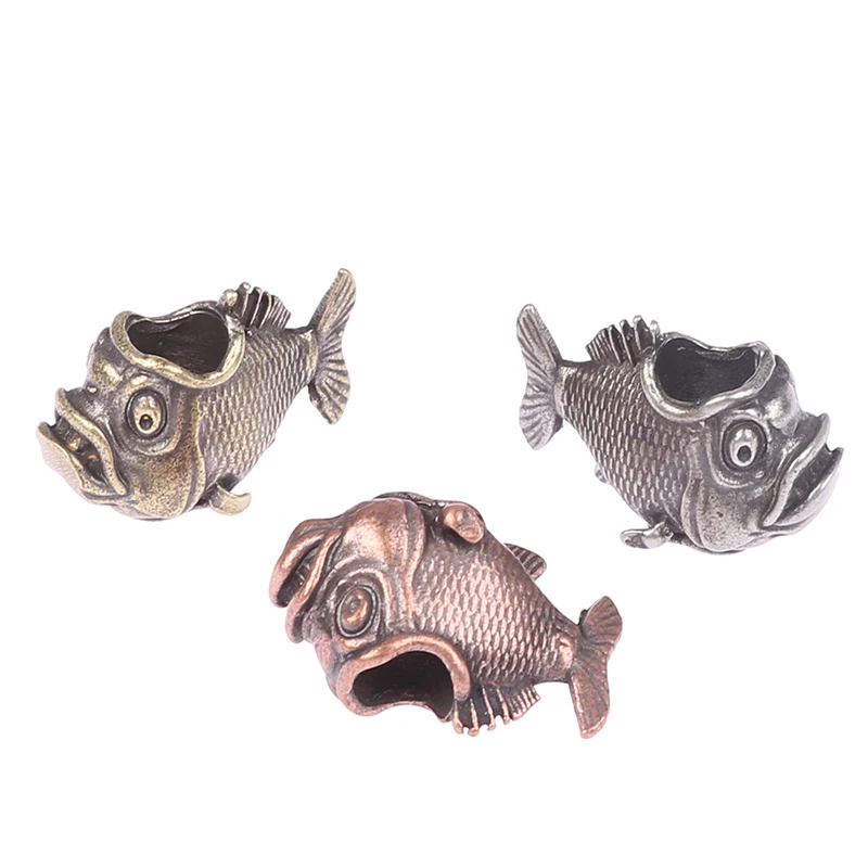 1Pc Brass African Piranha Knife Beads Flashlight Pendants DIY Retro Outdoor Tool Paracord Beads Fish Charms Accessories