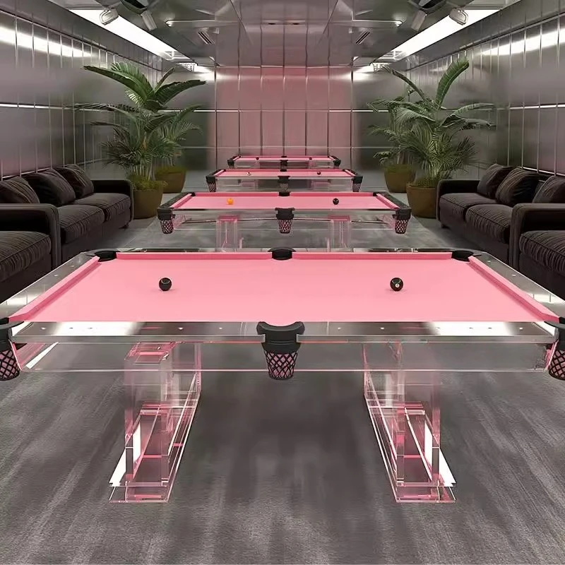 

Italian light luxury home acrylic pink billiards designer villa luxury entertainment club table