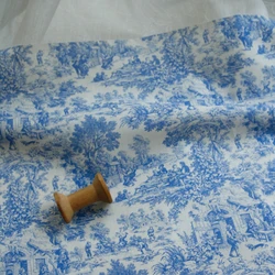 140x50cm Blue and White Wallpaper Style Digital Printing 40s Cotton Cloth Dress Clothing Fabric Diy