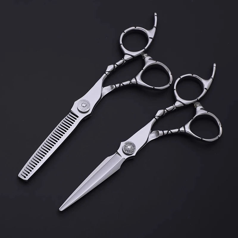 

Hot Selling 6.0 inch Professional Hair Scissors Patterned Handle Hairdresser Barber Tools Salon Hair Cutting Thinning Shears