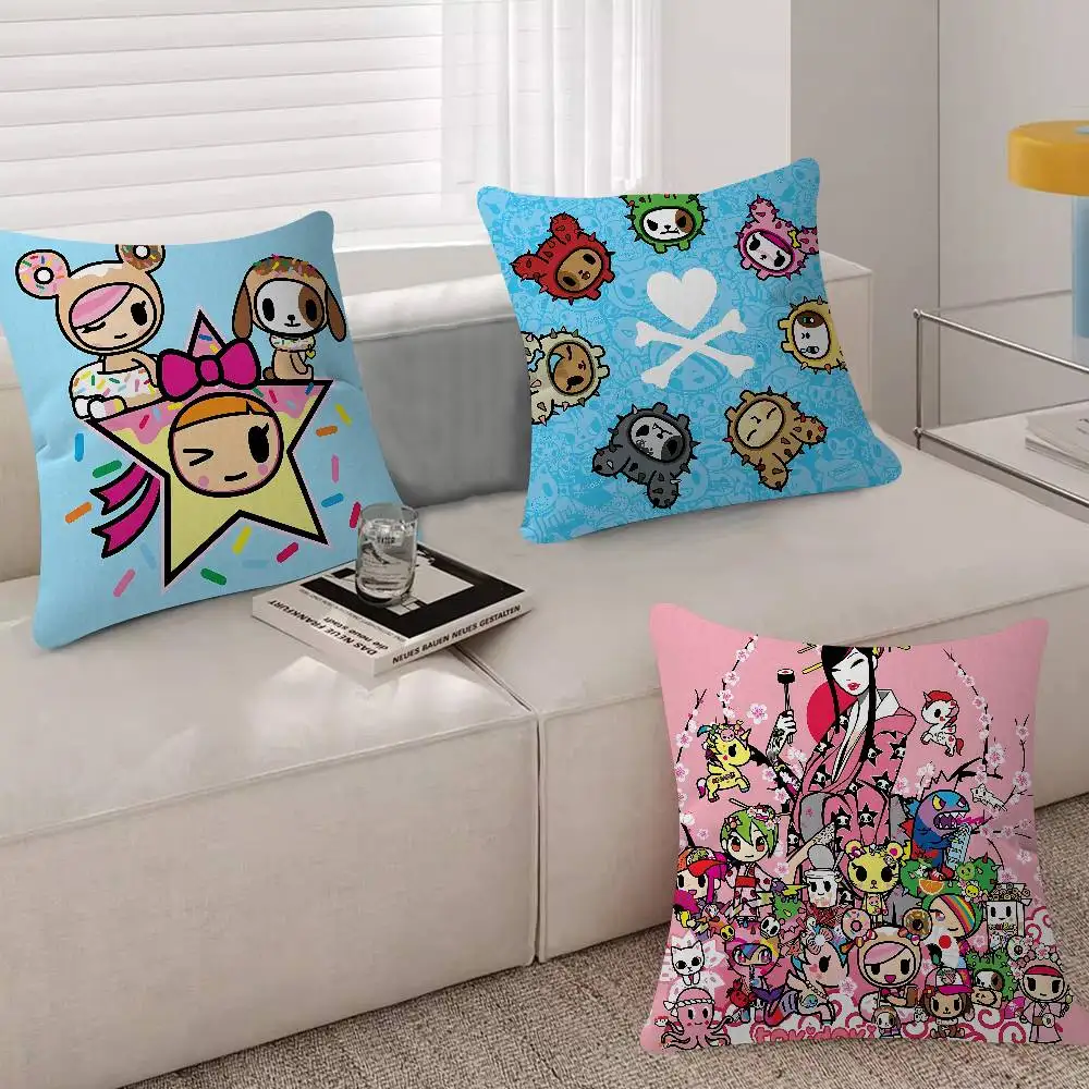 Cute T-TokidokiS Throw Pillow Dust Cover Bedroom Kids Party Decoration Pillowcase Birthday Children Gift