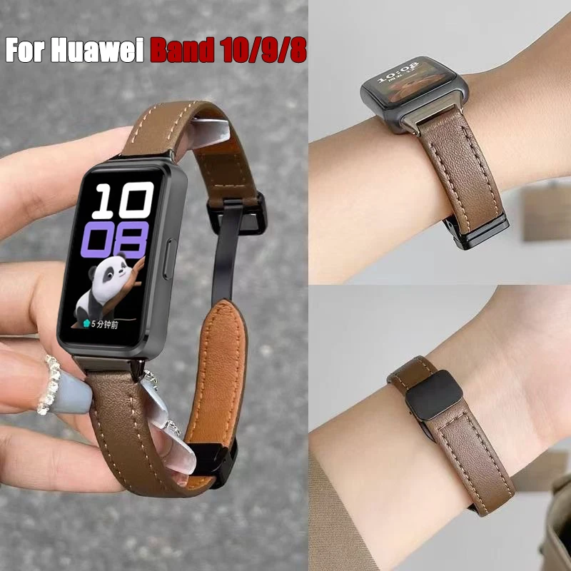 حزام جلدي مغناطيسي لهواوي باند 10 9 8 سوار كوريا قابل للتعديل سوار ساعة رياضي لهواوي باند 10 باند 9 باند 8 معصمه