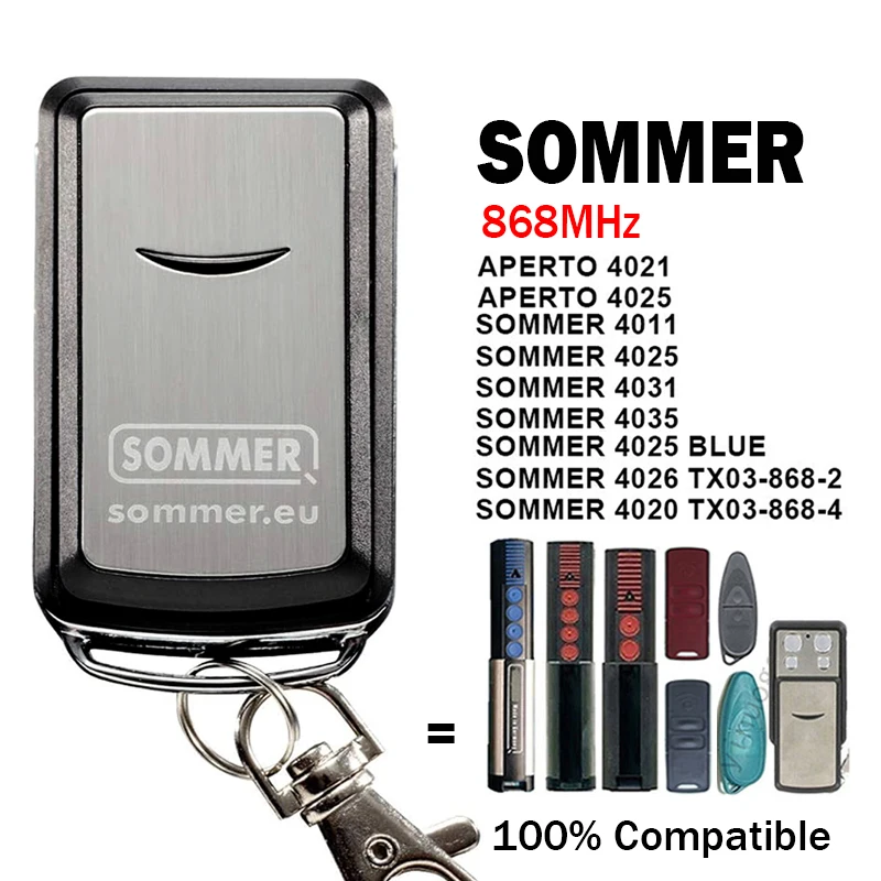 New SOMMER 4031 TX08-868-4 Garage Remote Control 868.8MHz For SOMMER 4035 4011 4025 4021 4020 4026 TX03 868 2 4 Gate Transmitter