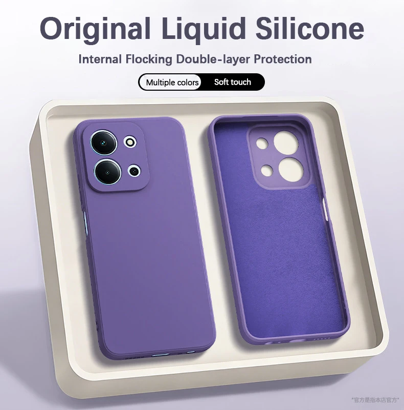 

Lens Protection Phone Case for Redmi 15 15C 4G 5G Soft Shock Proof Plain Liquid Silicone Simple Straight Edge Classic Back Cover