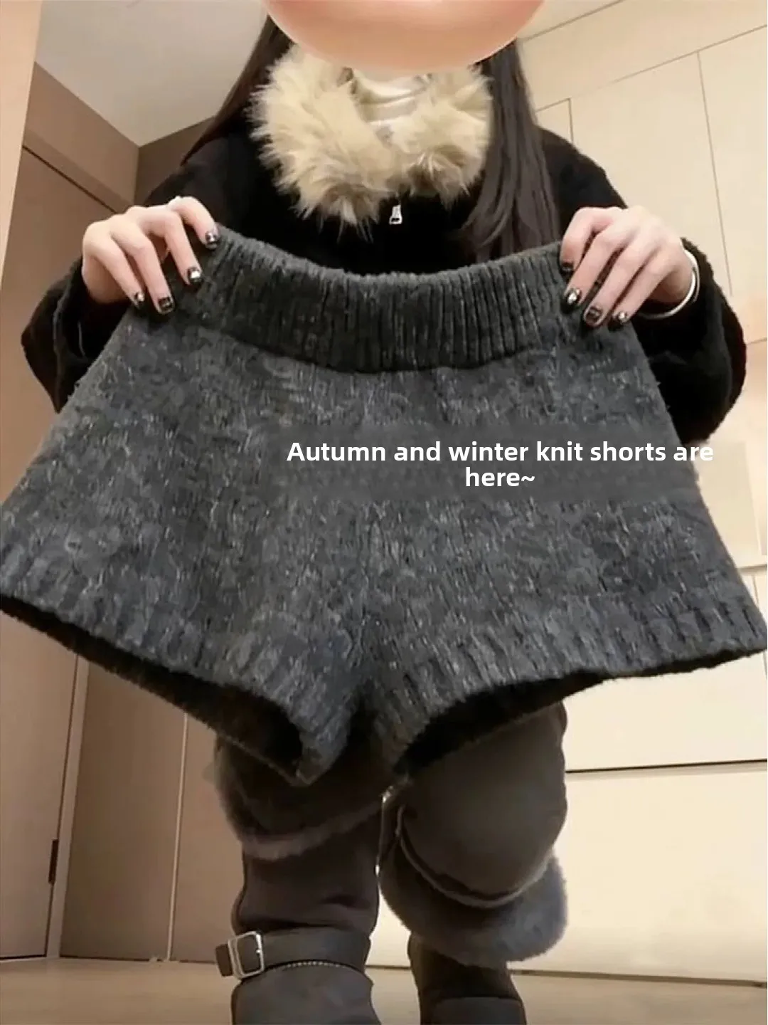 

High Waist Knitted ort Pants for Women plus Size Autumn Winter New Sle Bla ey Bootcut Pants Outerwear Slimming