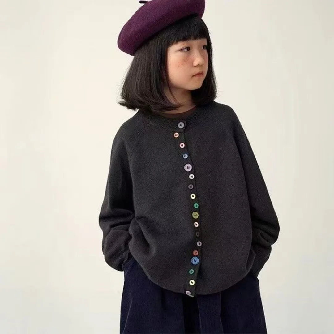 2026 Fall New Girl's Children's Designer Knit Sweater Cardigan Coat Fashion Trendy Kids Top