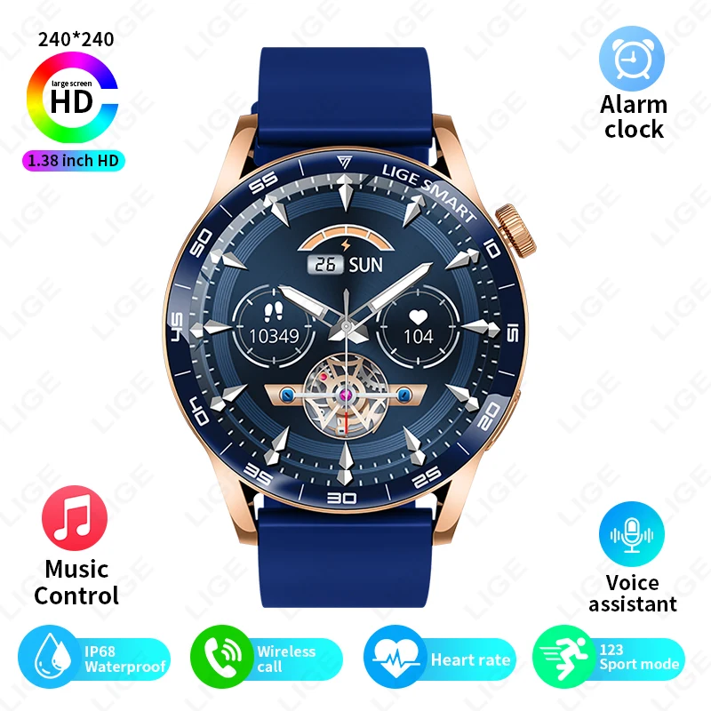 Origineel LUIK Smart Watch Draadloos bellen Weersverwachting Magnetisch opladen Waterdichte muziekbediening Heren smartwatch Android IOS