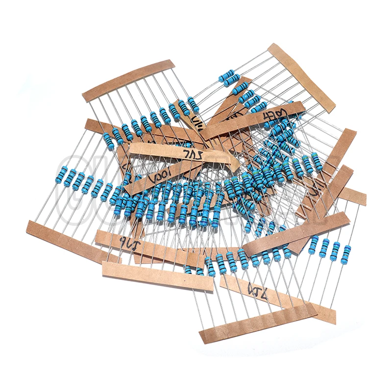 1/2 واط 1 واط 2 واط 3 واط المقاومة 1% معدن مقاوم من غشاء مجموعة متنوعة 30 قيم 1R ~ 750R 1 كيلو ~ 820 كيلو أوم