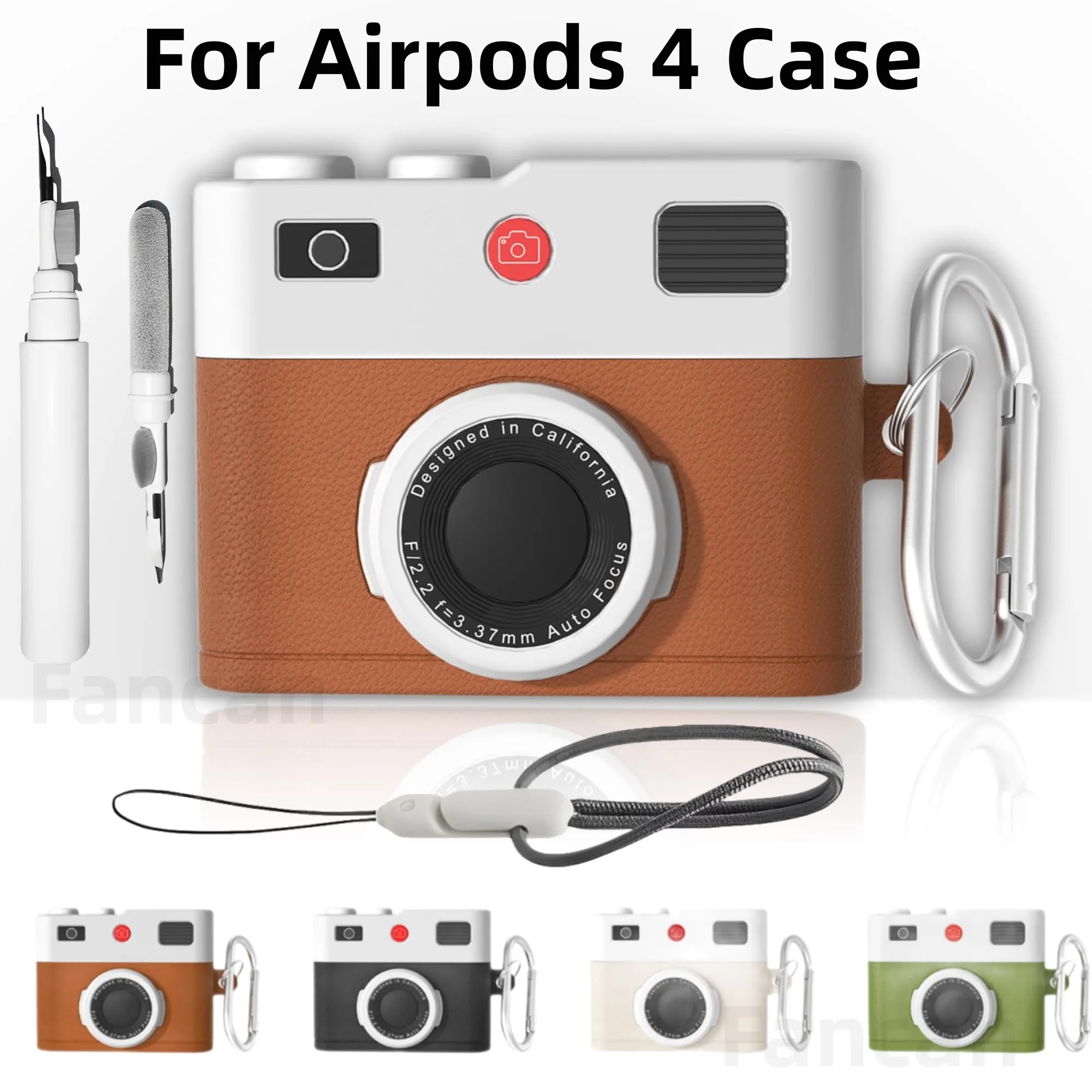 Capinha Para AirPods 4 Case Retro 3D Camera Protetora Shockproof Silicone Skin Cover com Cleaner Kit e colhedor para AirPods Pro 2