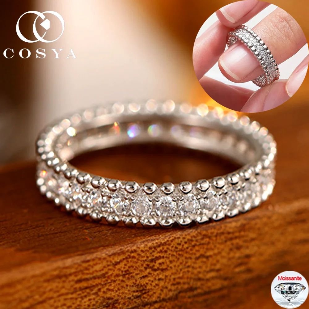 

COSYA 1.2cttw настоящее кольцо с муассанитом D Цвет VVS1 Lab Diamond Band S925 Серебро для женщин Свадебное кольцо Свадебные ювелирные изделия