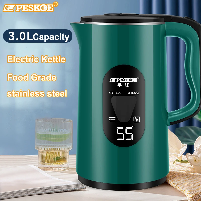 2024 New Temperature Display Electric Kettle 55 Degree Constant Temperature Electric Kettle 3l Stainless Steel Kettle