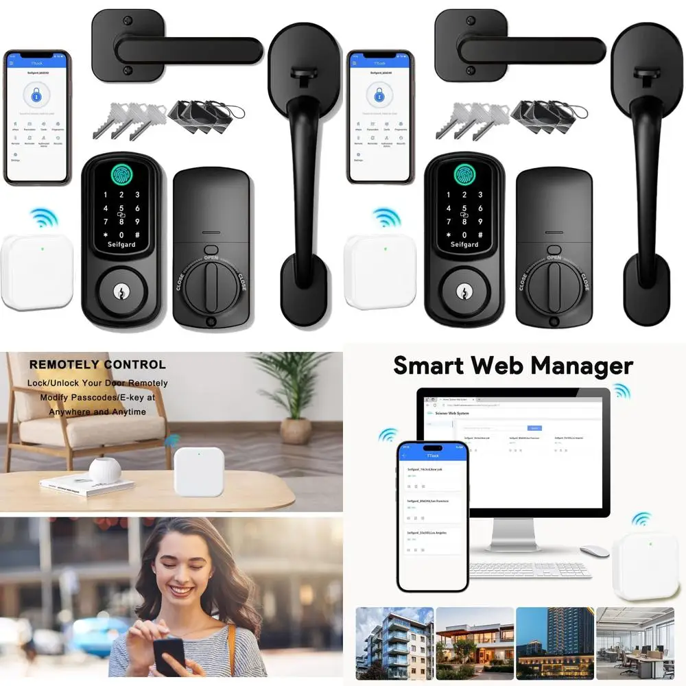 

Умный дверной замок с Wi-Fi, функцией автоматической блокировки, совместимый с Alexa, черный