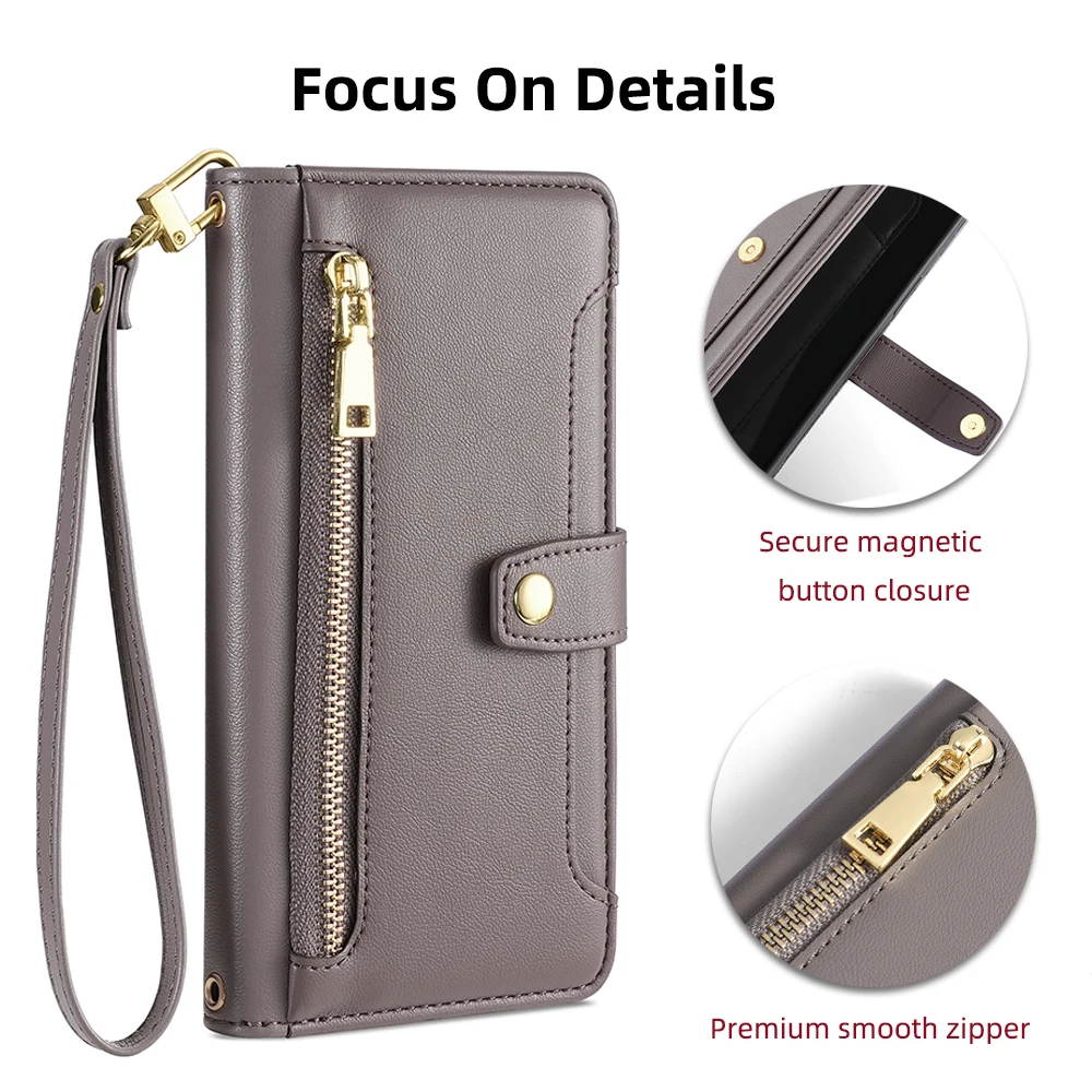 Ladies Card Slots Wallet Crossbody Phone Case for Xiaomi Redmi 12 12C 11A 10 9 Prime 10C 10X Pro 5G 10A 9A 9AT 9C NFC Phone Case