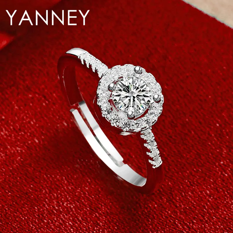 

Fashion 925 Sterling Silver Luxury Party Round Zircon Ring For Women Wedding Charm Girlfriend Temperament Jewelry Accessories