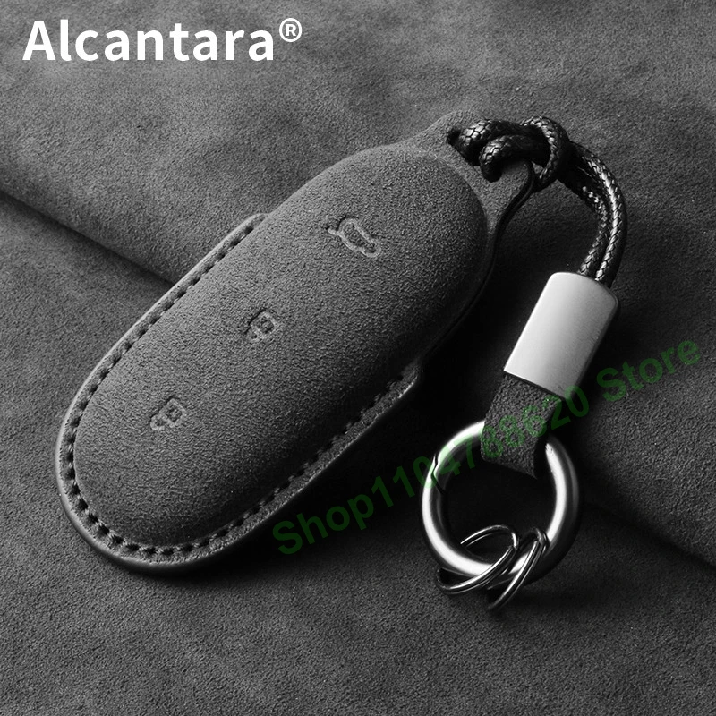 

Keyless Key Fob Shell Suede Car Key Case Protective Cover Keychain For Ideal L7 MAX L8 L9 Interior Decoration Accessories