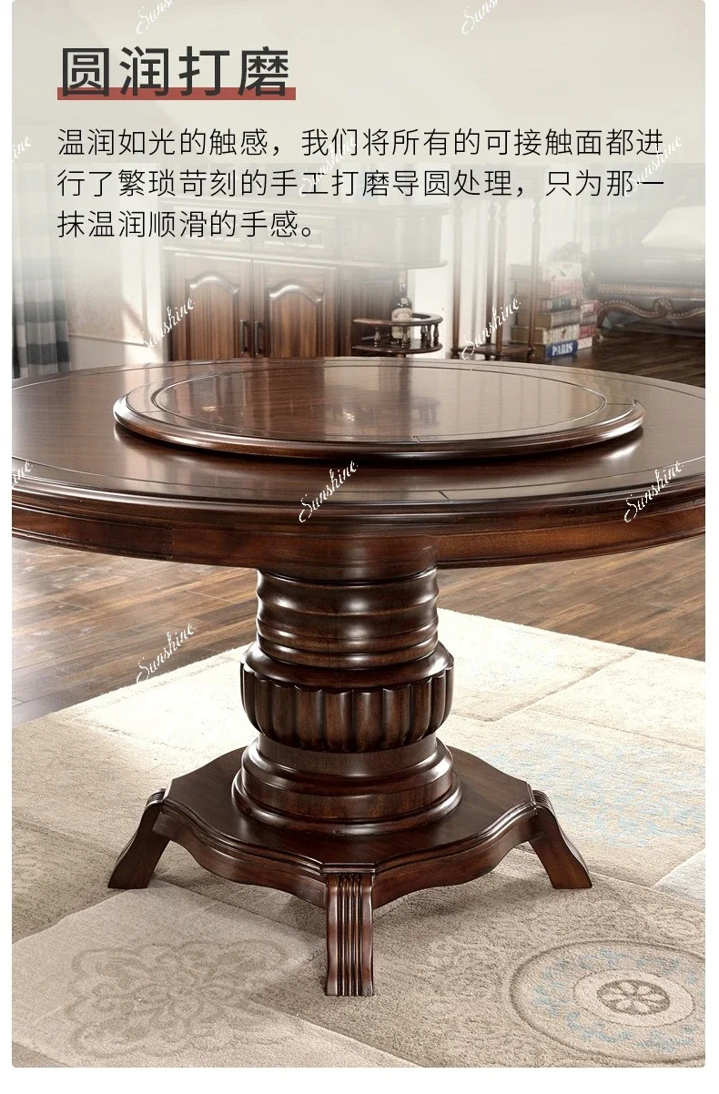 

American round dining table black walnut all solid wood round dining table and chairsYY
