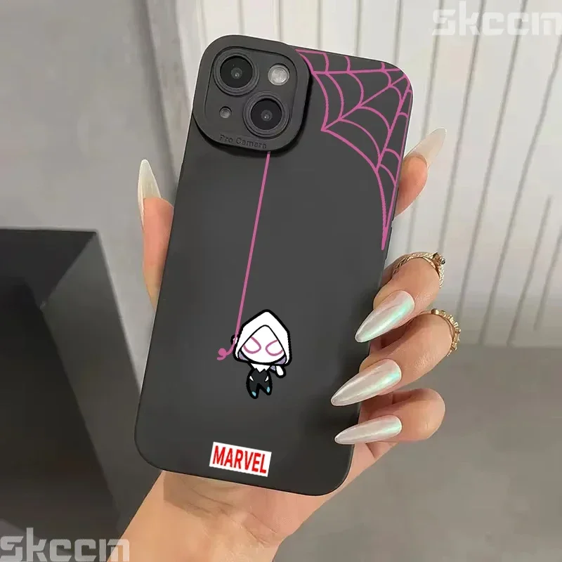 Marvel Cartoon Spiderman Couple Phone Case For iPhone 16 15 14 13 12 11 Pro Max Mini XS XR X 7 8 Plus Soft Silicone Cover