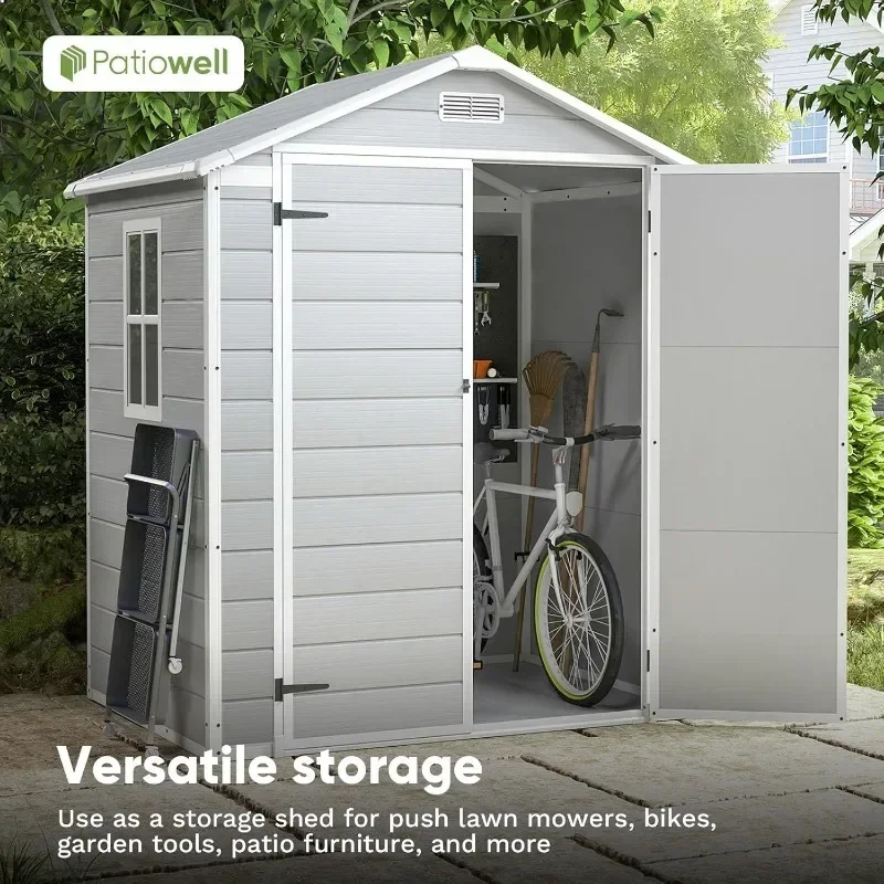 6x4 FT Grey Plastic Outdoor Storage Shed Resin GardenTools Shed