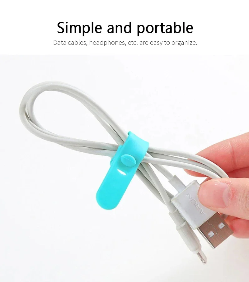 Silicone Cable Organizer Strap Storage Button, Earphone Data Cables, Headphones, Home Storage Organization, Use Tool, Random Color, 4Pcs