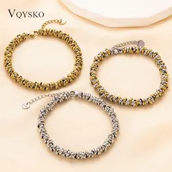 6MM Fashion Non-Fading Stainless Steel Bracelet Jewelry 3 Colors Circle interlocking High Qualit Bracelets For Women Men