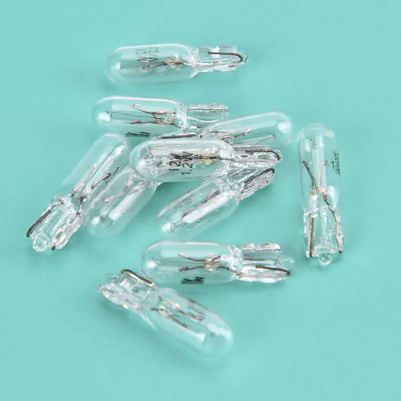 

10Pcs 12V 1.2W T5 Glass Light Bulb Dashboard Instrument Panel Brake Light Bulbs Color Temperature 2800K