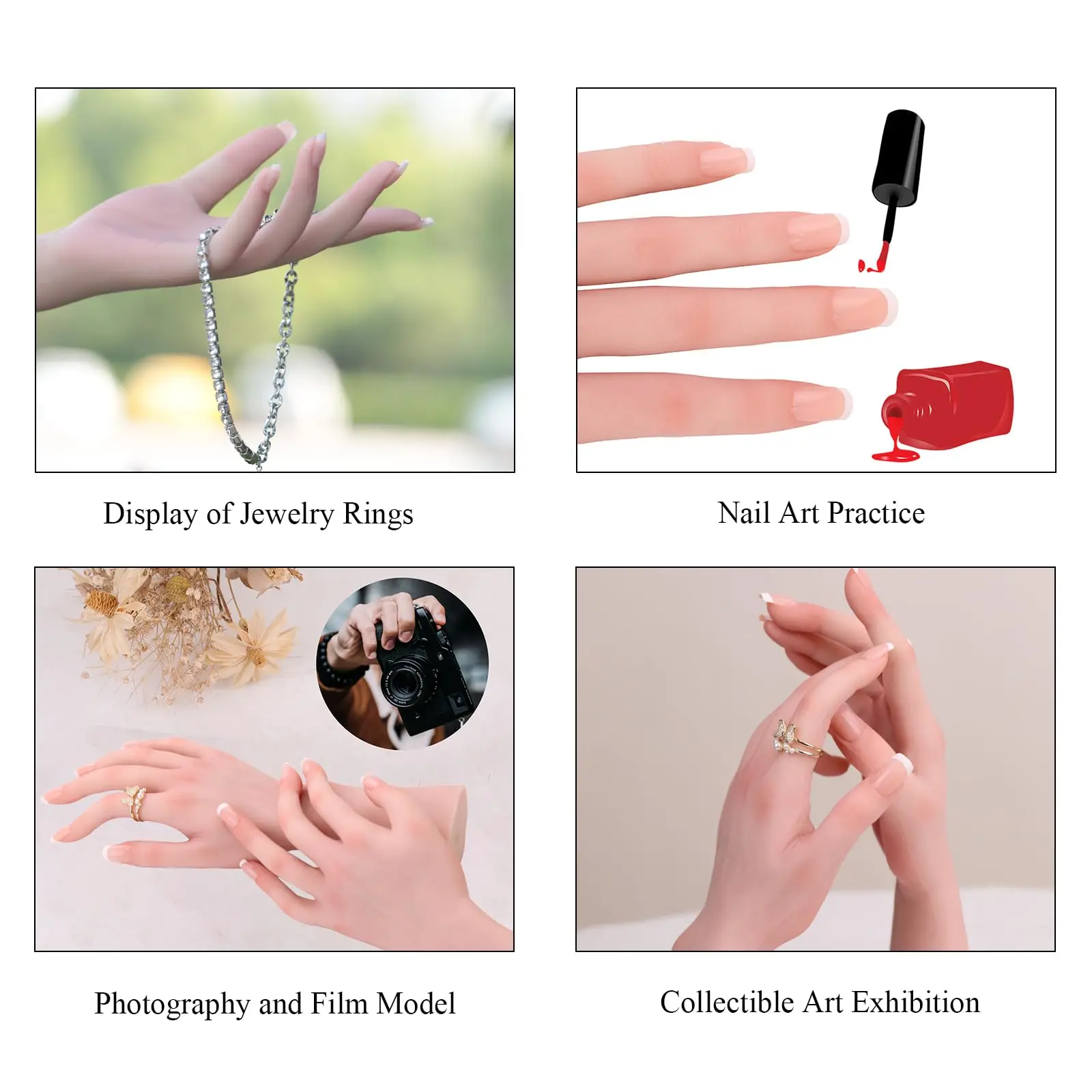 Realistic Silicone Female Hand Model Lifelike Fake Hand For Rings Bracelets Exhibition Nail Art Practice Hands Nail Art Practice