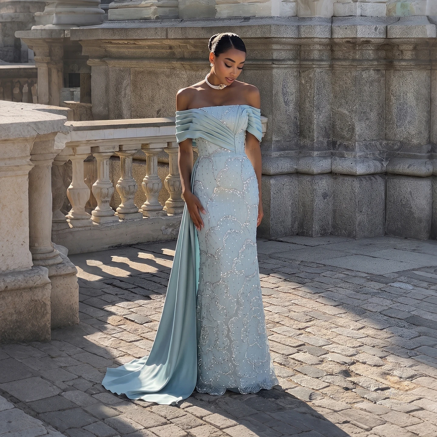 Sharon Said Abendkleid Glamouröses Grünes Perlen-Quastenkleid Schulterfreies Hochzeitskleid Luxuriöses Dubai Formelles Partykleid SS670 Maßanfertigung – Detail 5