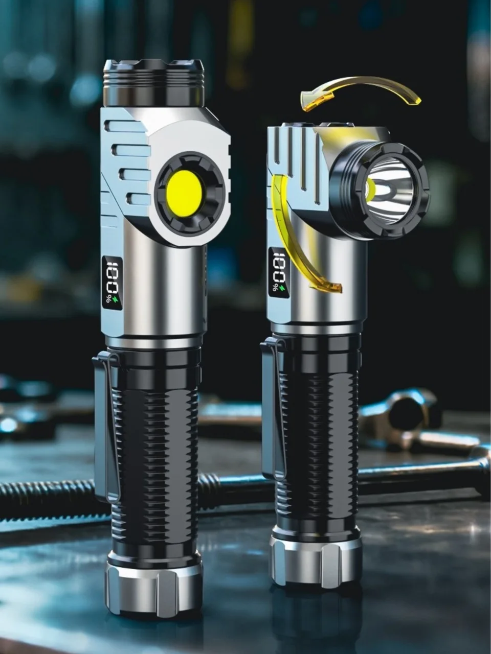 Multifunctional LED Outdoor Flashlight 1200LMS 90° Adjustment Magnetic Repair Work Light Spotlight Powerful COB Side Floodlight