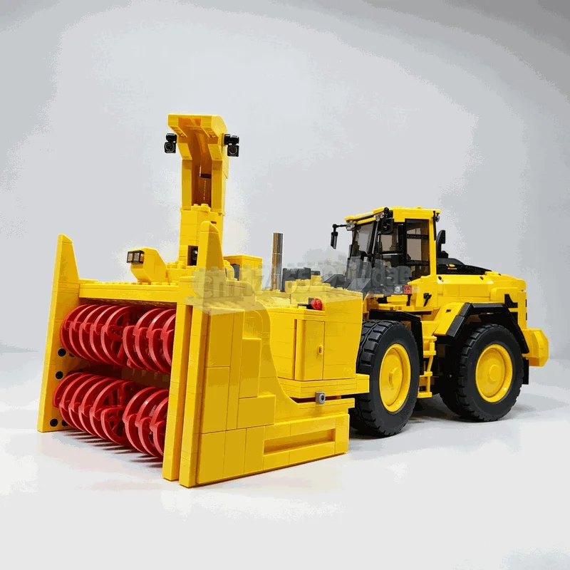 1068PCS MOC VL 350 Yellow Industrial Snow Blower Attachment Equipment Model Building Blocks DIY Technical Creative Assembly Toy