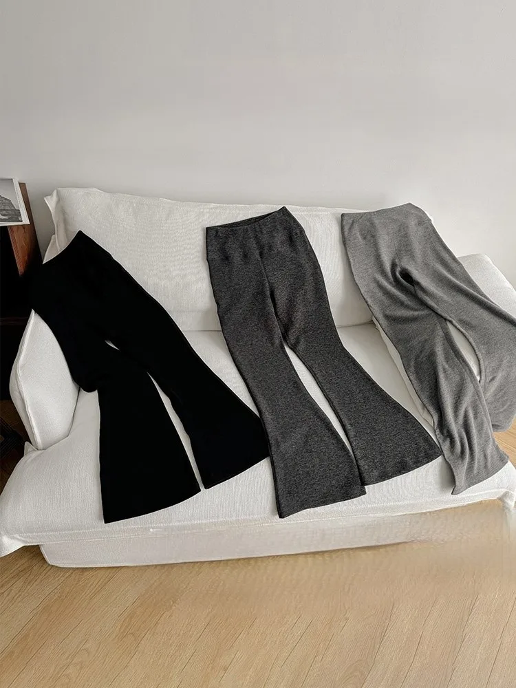 

Брюки Bootcut с низкой талией, женские эластичные зауженные клетчатые брюки, новинка, палаццо, завязки, краситель в западном стиле, молочная эстетика, Seoulish Vibe