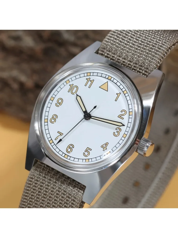 7120 Mechanische Pilotenuhr – 36 mm Handaufzug, Retro-Flieger-Stil für Herren