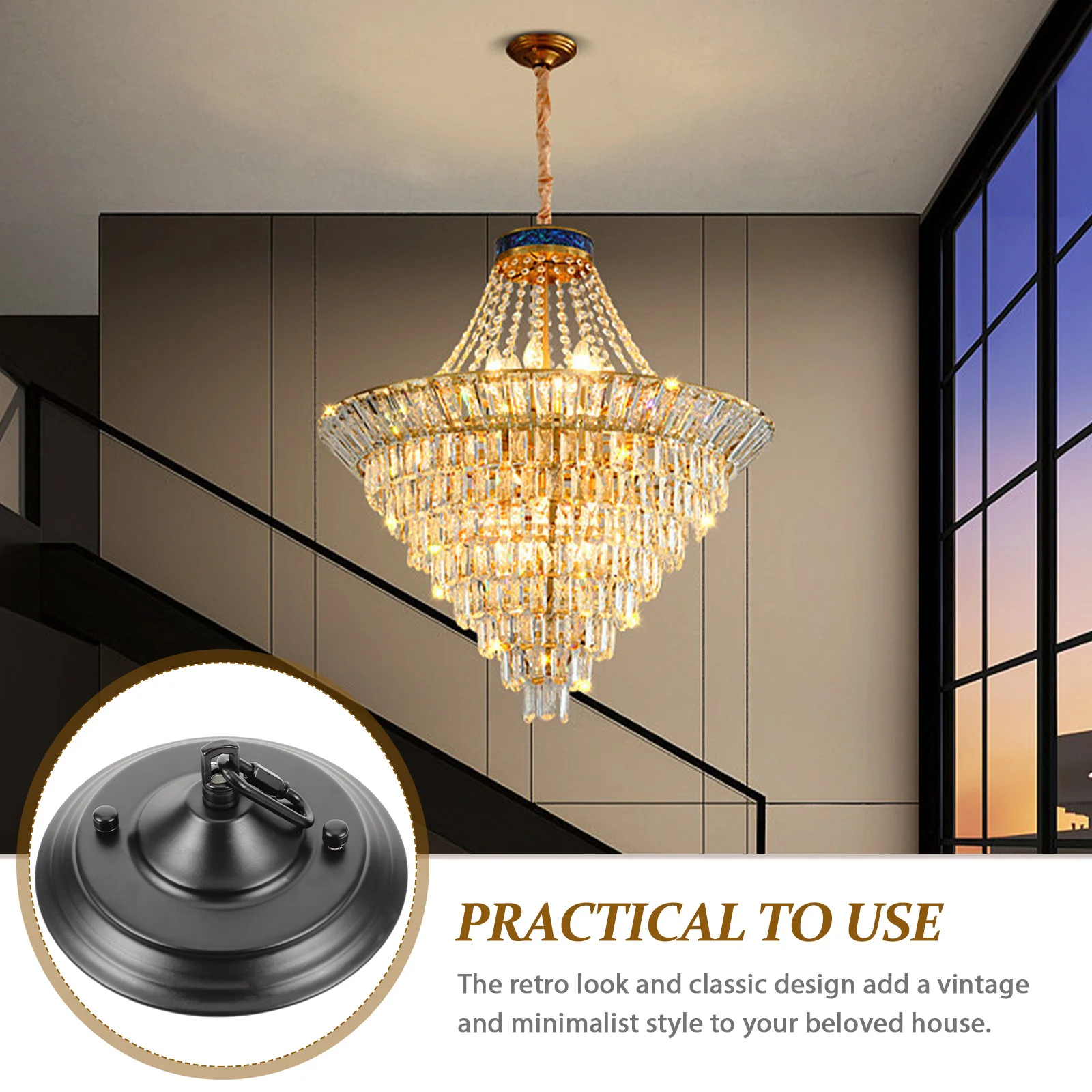 

1 set Ceiling Cover Plate Chandelier Canopy Kit Pendant Light Mounting Bracket 10Kg Load Capacity Rust Resistant Farmhouse