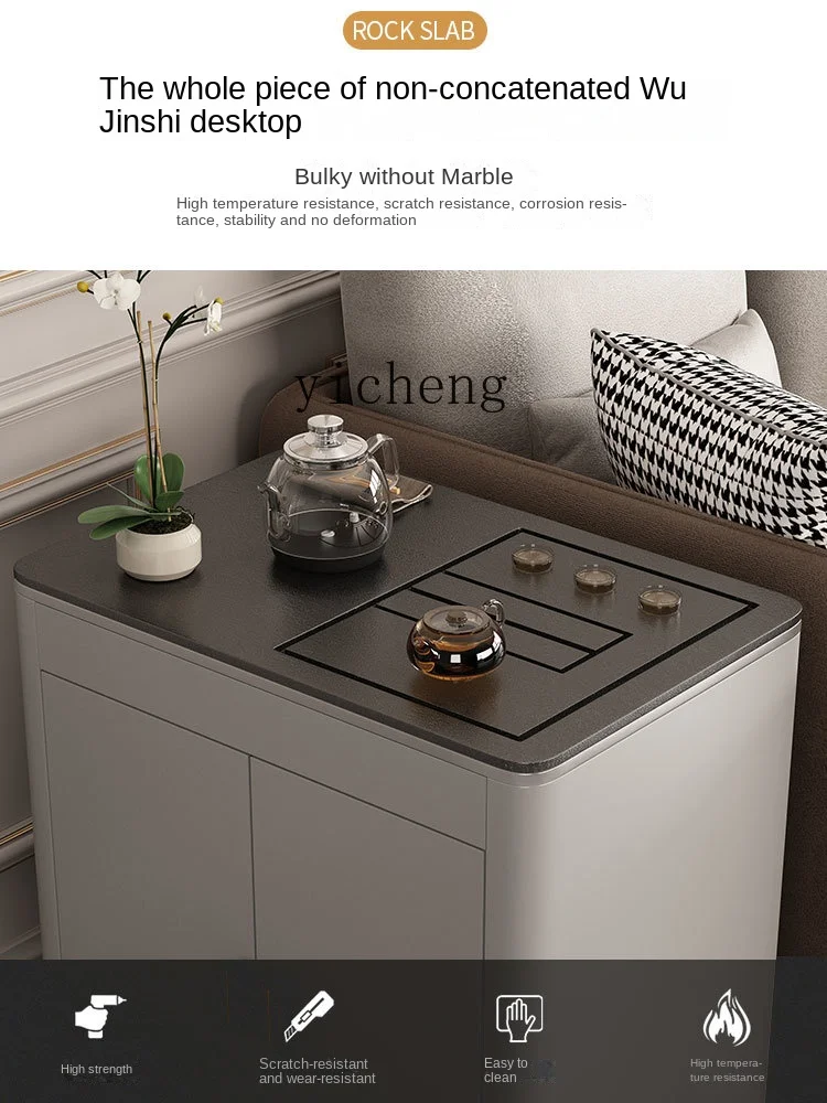 ZC Balcony Tea Table Modern Mobile Small Tea Table Home Side Table Smart Kettle Kombucha Car Combination