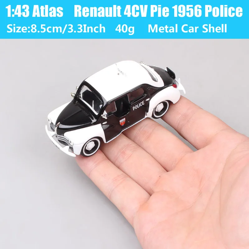 1:43 małe Renault 4CV Pie 1956 supermini policja Diecast i pojazdy modele skala metalowy samochód Vintage zabawki miniaturowe dla dzieci