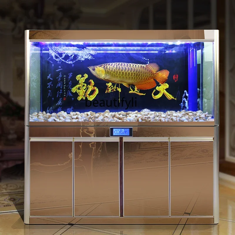 Dragon Fish Tank Aquarium Large Living Room Screen Lazy Landscape Creative Mahogany Texture Bottom Filter