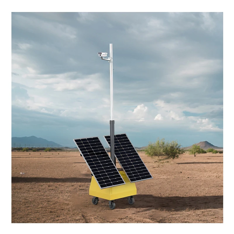 Weatherproof Surveillance Camera Mast Solar Trailer Light Tower for Cctv Camera