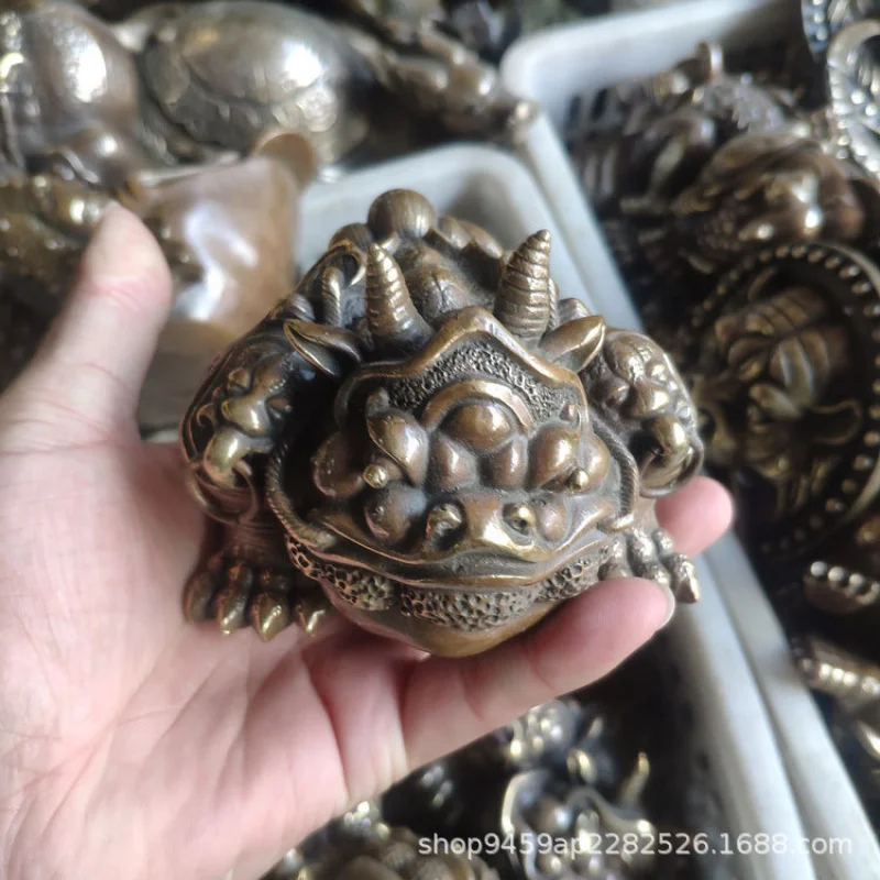 

Pure Copper Ox King Golden Toad Antique Solid Copperware Wealth-Attracting House Guardian Three-Legged Golden Toad Home Office F