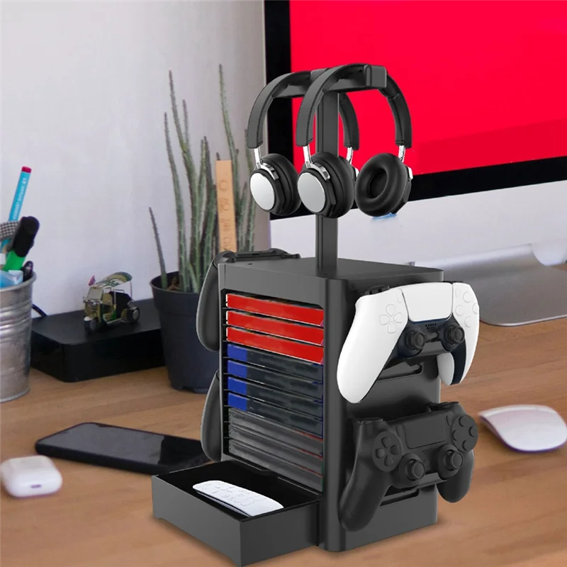 ABMF-Multi-Functional Game Stand For Nintendo Switch PS5 / PS4 CD Disc Headphone Stand Storage Rack For  Series