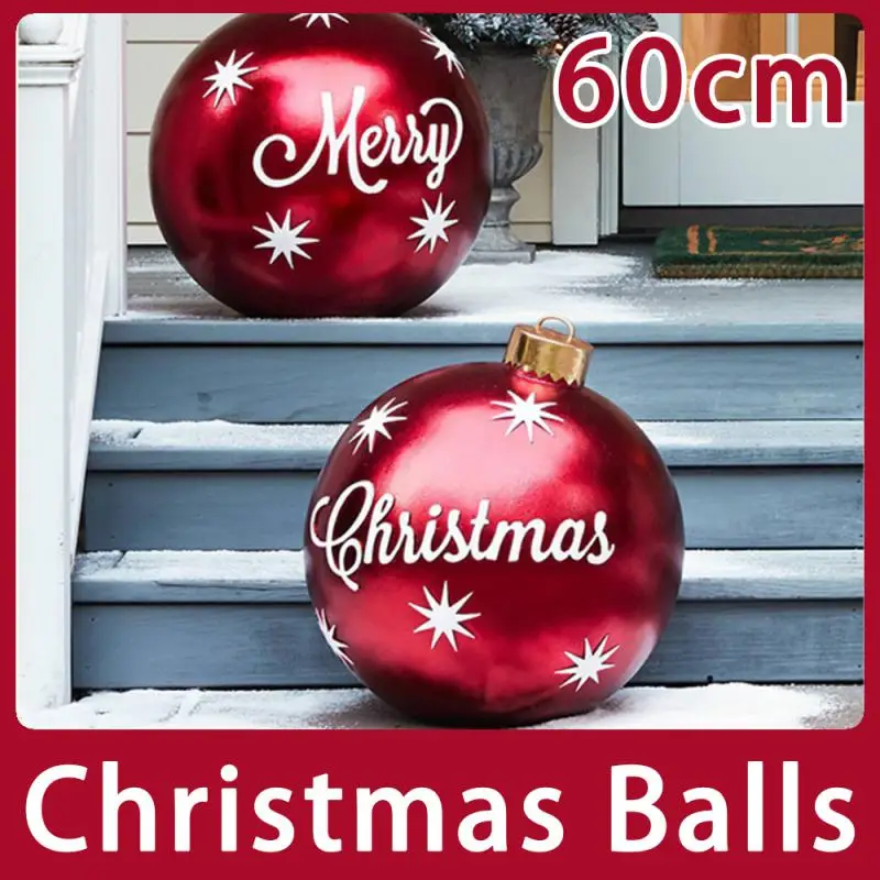 

60CM Outdoor Christmas Inflatable Decorated Ball PVC Giant Big Large Balls Xmas Tree Decorations Toy Ball Without Light Ornament