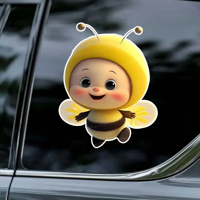 

Cute Little Bee Cartoon Car Sticker Waterproof Styling Automobiles Motorcycle Exterior Accessories Vinyl Decals SH6099
