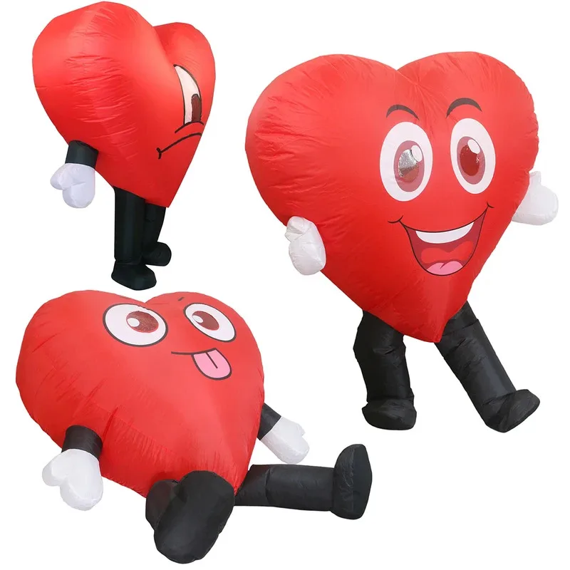 zz04zz12 نفخ الأحمر الحب القلب تفجير البدلة متعة الكبار هالوين زي عيد الحب عيد الميلاد حفلة تأثيري فستان بتصميم حالم