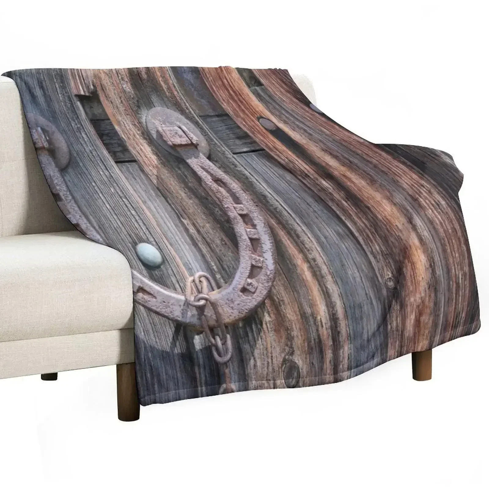 distressed barn wood rustic equestrian horseshoe Throw Blanket Thermal Comforter Soft Big Designers Blankets