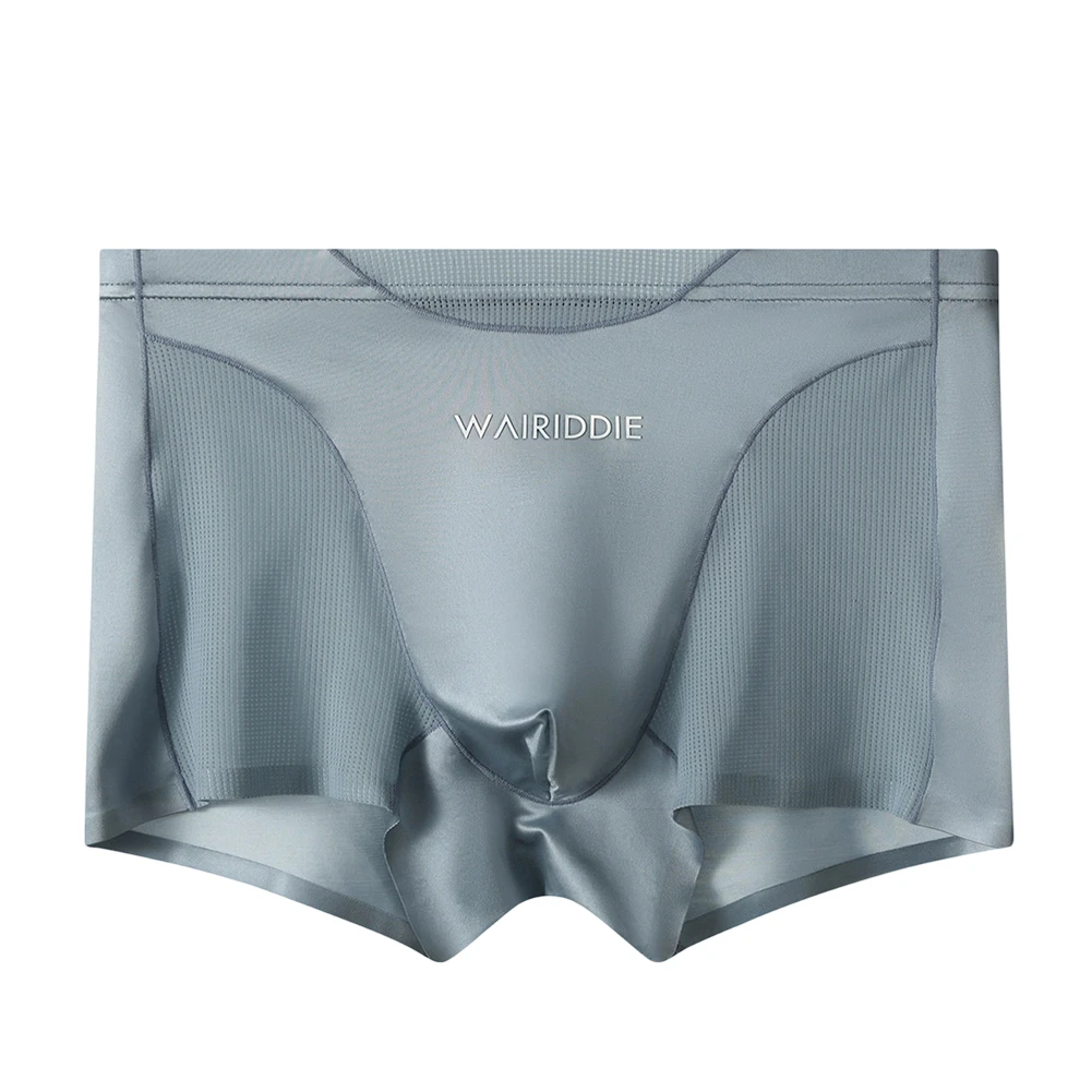 

Men Smooth Satin-like BoxerShorts Glossy Mesh Splicing Breathable Men Boxers Shorts Briefs Home Underwear