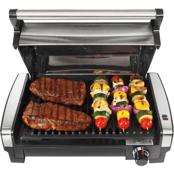 

Hamilton Beach Electric Indoor Searing Grill with Adjustable Temperature Control to 450F, Removable Nonstick Grate