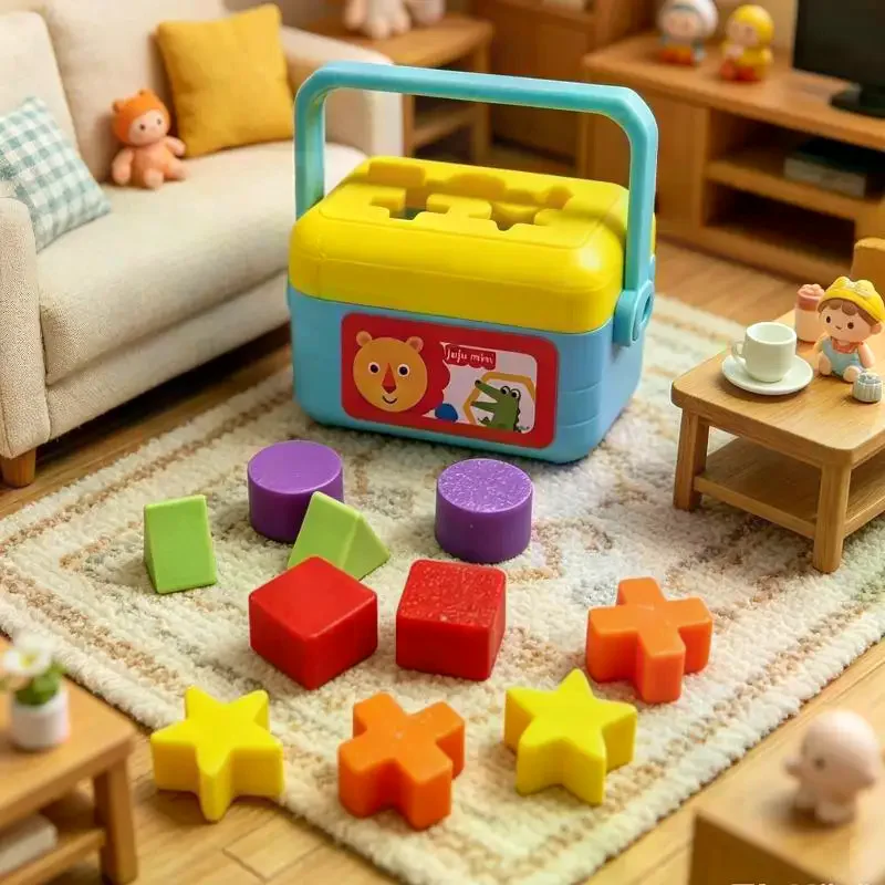 1 Set Doll House Nursery Decoration Photography Prop Miniature Shape Sorting Toy Box Dollhouse Educational Toy Model