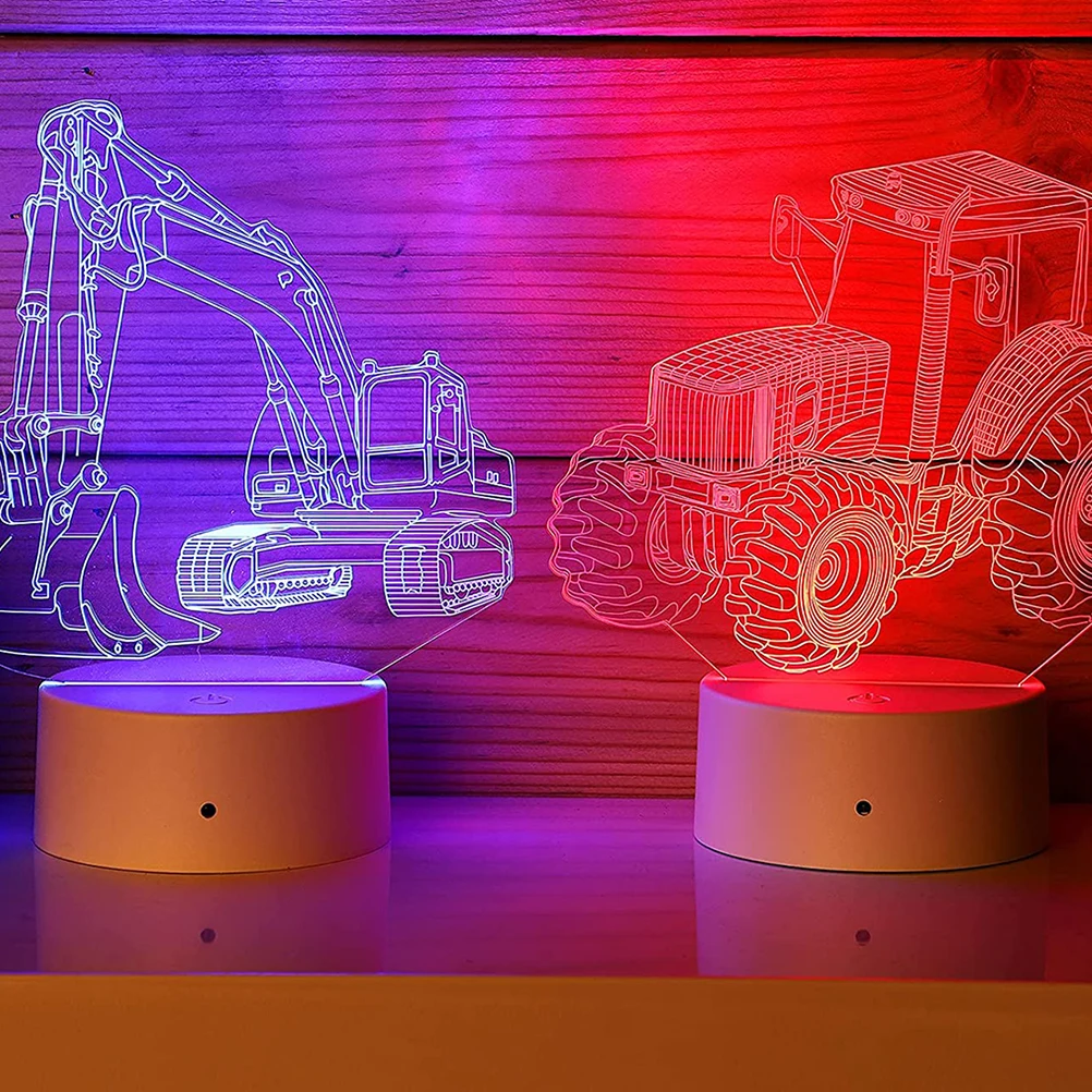 

2 Sets Changing Led Light Night Lamp Display Stand Touch Control Lamp Holder For Bedroom Office Household Use