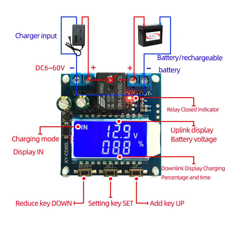 Battery Charge Control Module DC Voltage Protection Under Voltage Power Loss Protector CD60