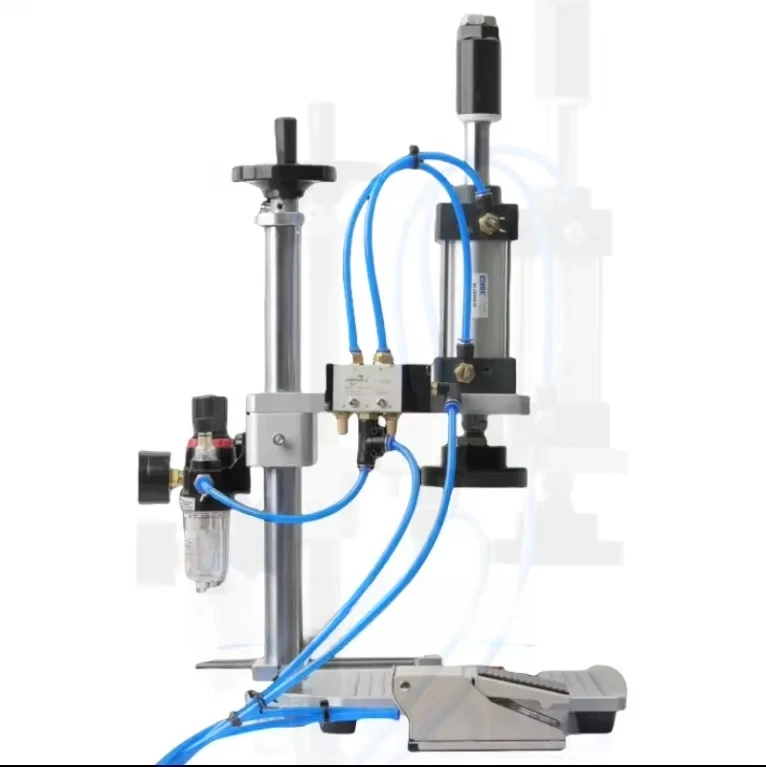 Manual Driven Semi-Automatic Pneumatic Water Pump Cap Bottling Machine for Plastic Whisky Bottle Perfume and Food Packaging