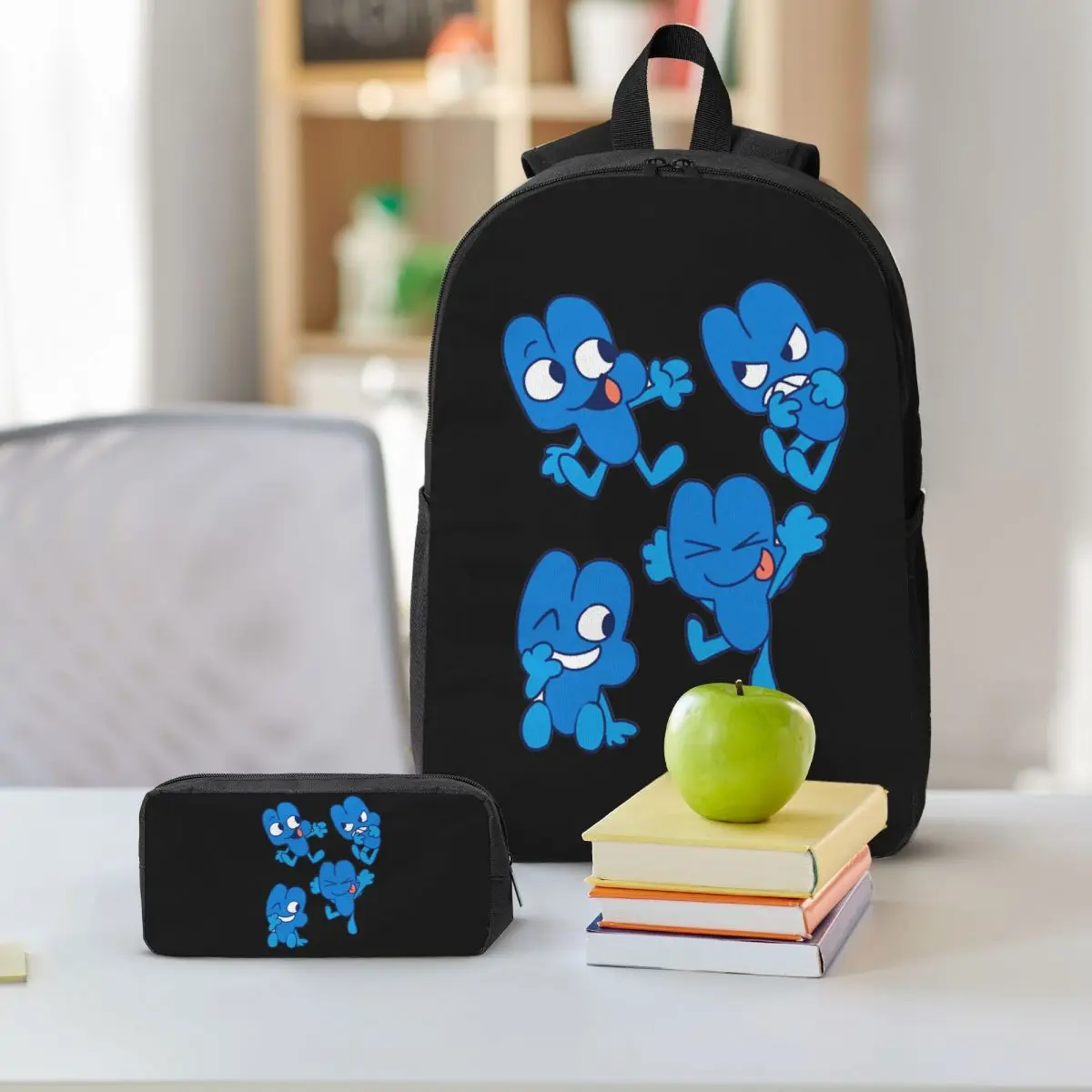 BFDI Four BFB Backpack Boys Girls BookBag School Bag Shoulder Bags 3ps Insulated Lunch Bag Pencil Case